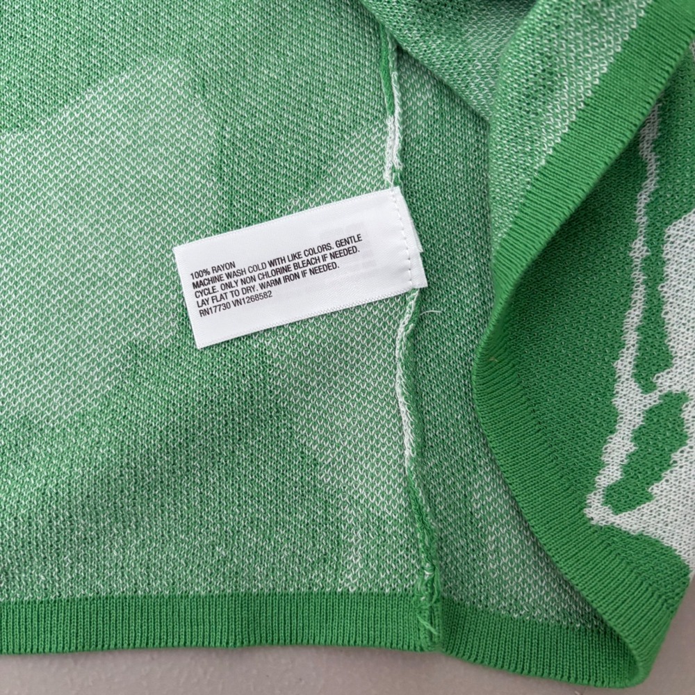 Diane von Furstenberg Green White Ginkgo Leaf Wrap Cardigan Sweater Size M Layr - Picture 11 of 12